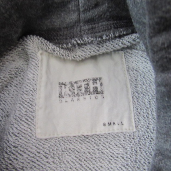Kith Gray Distressed Kangaroo Pocket Short Sleeve Side Zipper Hoodie - Picture 5 of 10